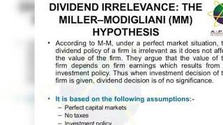 Lecture 3 Irrelevance of Dividend Modigliani and Miller HypothesisMCom [upl. by Idnym]