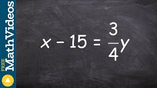 Writing an equation in slope intercept form by multiplying by a fraction ex 12 x‐1534y [upl. by Alil]