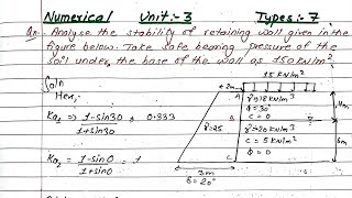 Unit3  Earth Pressure amp Retaining Structure  Stability check in Retaining wall  BE  PrashantYT [upl. by Tova]