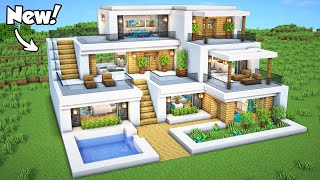 Minecraft How to Build a Modern House Tutorial Easy to follow 45  Interior in Description [upl. by Anyahc]