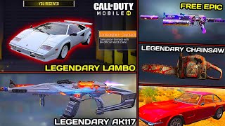 Free 2nd Anniversary Skin  Legendary Ak117 Lambo amp Chainsaw  3 Lamborghini Vehicles Cod Mobile [upl. by Akirdnahs]