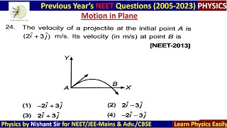 The velocity of a projectile at the initial point A is 2i 3j ms its velocity at neet2013 [upl. by Israel]