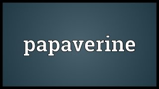 Papaverine Meaning [upl. by Materi]