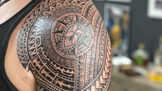 nautical  compass  turtle  polynesian tatau  samoa [upl. by Atiekram]