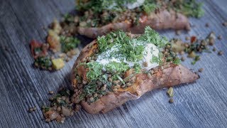 Sweet Potatoes with Lentils  Easy Vegan Recipe for Fitness amp Health [upl. by Aicenev829]