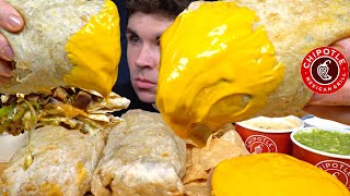 ASMR MUKBANG CHIPOTLE GIANT BURRITOS CHIPS CHEESE STEAK QUESADILLA  WITH CHEESE 2 [upl. by Malloch]