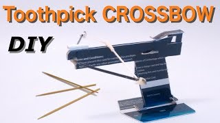 How to make Toothpick Crossbow Pistol with credit card [upl. by Mall]