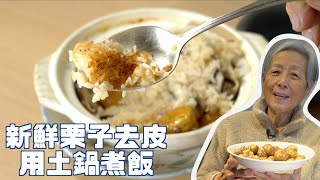 帶皮的栗子最好吃！新鮮栗子這樣剝皮超快～再用土鍋煮個栗子飯 [upl. by Eyoj]