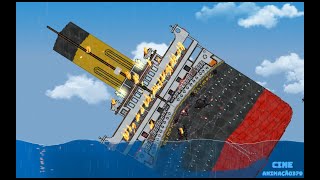 RMS Olympic ship being sunk by laser beam in Floating Sandbox simulator [upl. by Llehsram]