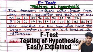 Ftest  Hypothesis testing Ftest  F test Full concept  Testing of Hypothesis F test  Statistics [upl. by Nolita]