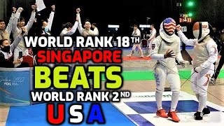 Singapore shock win over USA Foil Team Fencing Highlights [upl. by Sivlek]