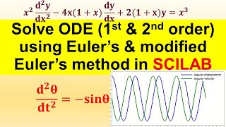 Solve ODE 1st and 2nd order using Euler’s amp modified Euler’s method in SCILAB [upl. by Gustafsson]