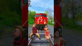 Train vs girl and monkey dancing funny vfx magic video shorts viral 3d [upl. by Dareece]