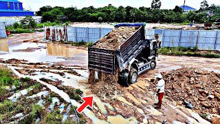 Impressing The New Project Start Processing Mitsubishi Mini Dozer Push Soil Stone Fill Land Up [upl. by Sherwood]