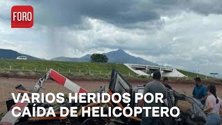 Reportan caída de helicóptero en autopista de Colima Hay varios heridos  A las Tres [upl. by Cavit]