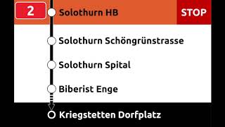 BSU Ansagen  Linie 2 Rüttenen – Bellach – Solothurn – Kriegstetten [upl. by Ethelstan]