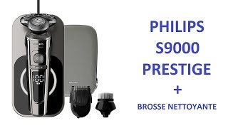 Philips S9000 Prestige rasoir  tondeuse  brosse  test de son chargeur QI avec iPhone X [upl. by Acceb]