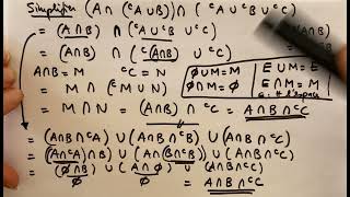 Intersection réunion complémentaire  exercice de simplification  Théorie des ensembles [upl. by Fredia]