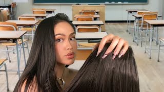 ASMR Girl in Class Plays With Your Hair  Spills the Tea on Everyone Gossip  Gum Chewing Roleplay [upl. by Jessee]