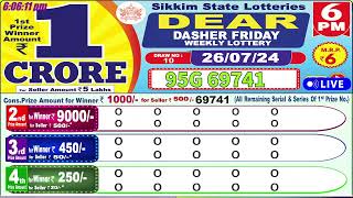 Dear dasher friday weekly lottery 6PM Draw date 26072024 [upl. by Kacerek]