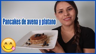 Como hacer pancakes de avena y platano facil y rapido [upl. by Garlanda574]