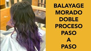 Como Pintar Cabello Balayage Doble Proceso en Color Morado [upl. by Anirdnaxela406]