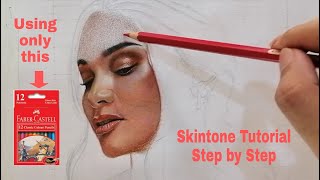 Easy way to Draw realistic skin using Faber Castell 12 Classic Colour Pencils  For Beginners [upl. by Viquelia462]