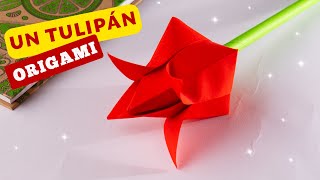 Cómo hacer un tulipán de flores Manualidades Día de la Madre con papel Origami fácil [upl. by Percy]