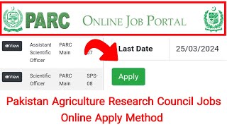 Pakistan Agriculture Research council PARC jobs 2024 online apply method  Research officer jobs [upl. by Nolte326]