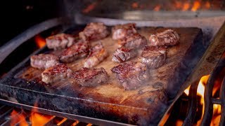 Delicious Salt Block Grilled Steak Medallions [upl. by Lukasz]