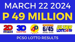 Lotto Result March 22 2024 9pm PCSO [upl. by Ahsienot827]