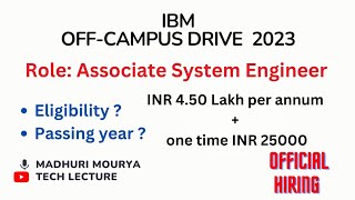 IBM OffCampus Drive 2023  Role Associate System Engineer techlecture [upl. by Airlie]