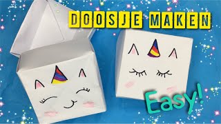 🌈 DIY UNICORN DOOSJE MET DEKSEL VOUWEN MET PAPIER 🌈 KNUTSELEN MET PAPIER MAKKELIJK ZONDER LIJM [upl. by Ruon1]