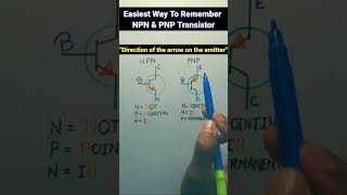 Easiest Way To Remember NPN And PNP Transistor  Difference Between NPN And PNP Transistor shorts [upl. by Lotsirk]