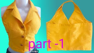 halter neck collar top Halter neck knotch collar ✂️ tutorial part 1 [upl. by Eintruok371]