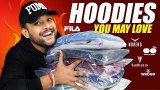 6 BEST Winter HoodiesSweatshirts FOR MEN 2023 🔥 NOBERO FILA Hoodies Haul Review  ONE CHANCE [upl. by Hoffer]