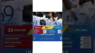 England alled out to 156 runs in their 2nd innings of the 3rd test srilankatourofengland cricket [upl. by Blondie]