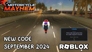 Roblox Motorcycle Mayhem New Code September 2024 [upl. by Aicil]