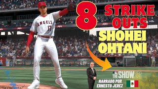 LOS 8 PONCHES DE SHOHEI OHTANI ANTE DODGERS  NARRADO POR ERNESTO JEREZ EN MLB THE SHOW 23 [upl. by Cohlette568]