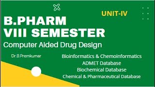 Computer Aided Drug Design  BPharm VIII Sem  Unit IV [upl. by Zicarelli]