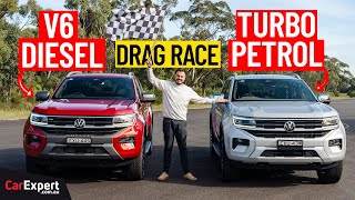 VW Amarok V6 v turbo 4 Dragparison Drag race sound test amp 0100 It has the old Focus RS engine [upl. by Ilellan]