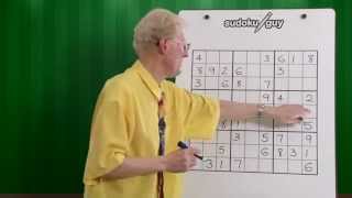 Lesson 5 Learn Sudoku The Effect of 3 Numbers in a row or column within a Block [upl. by Yroj]