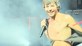 Louis Tomlinson Faith in the Future World Tour fans rip shirt off Louis  Austin Texas July 7th 2023 [upl. by Aehtorod]