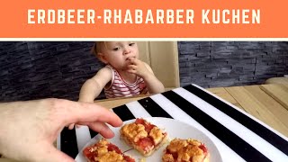 Erdbeer Rhabarber Streuselkuchen Rezept  CHEATDAY [upl. by Nallak]