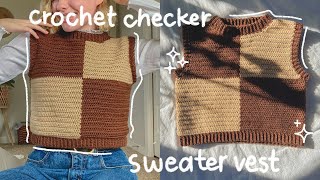 Crochet Checkerboard Sweater Vest Tutorial  Hayhay Crochet [upl. by Lucie]