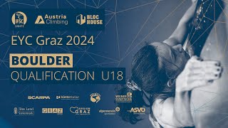 IFSC Bouldering QUALIFICATION U18  European Youth Cup  Graz AUT 2024 [upl. by Eel]