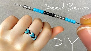 DIY Beaded Ring How to Make Seed Bead Rings  Beads Jewelry Making [upl. by Nilyarg]