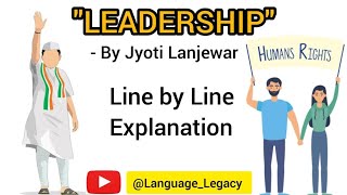 Leadership Poem Line by line explanation Summary in Hindi Jyoti Lanjewar [upl. by Zobkiw662]