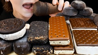 ASMR Oreo Cookies amp Cream Ice Cream Cookie Sandwich Soft Oreo Bar Fat Sandwiches Mochi [upl. by Eiltan430]