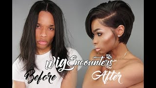 How to Cut a 12quot full lace Wig Into Edgy short cut  Very Beginner Friendly  2018 [upl. by Evilo]